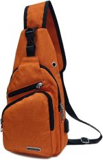 Men Women Sling Backpack Anti Theft Crossbody Shoulder Chest Bag with USB Charging Port Black